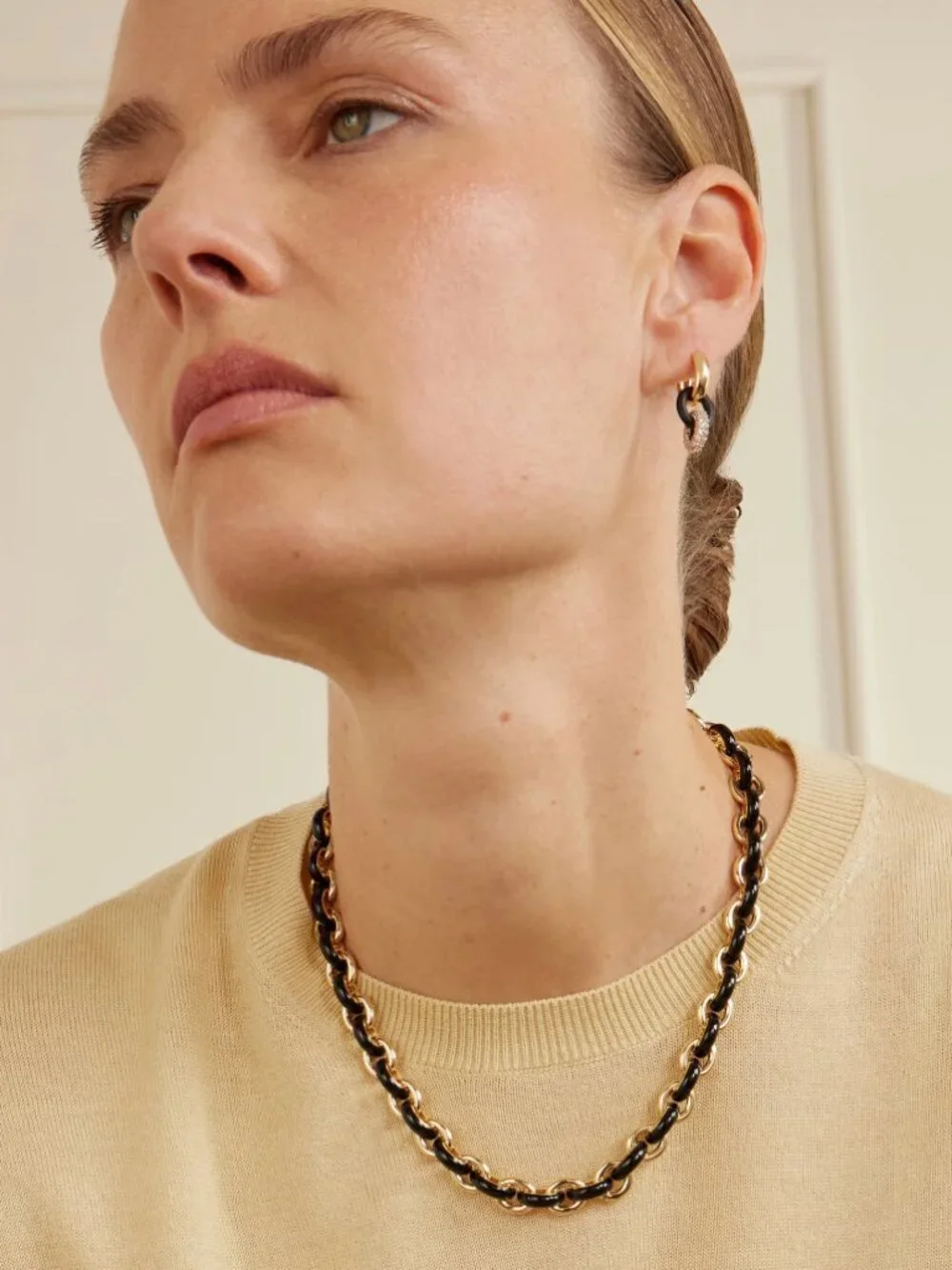ROXANNE ASSOULIN CLASSIC LINK GOLD-TONE ENAMEL NECKLACE